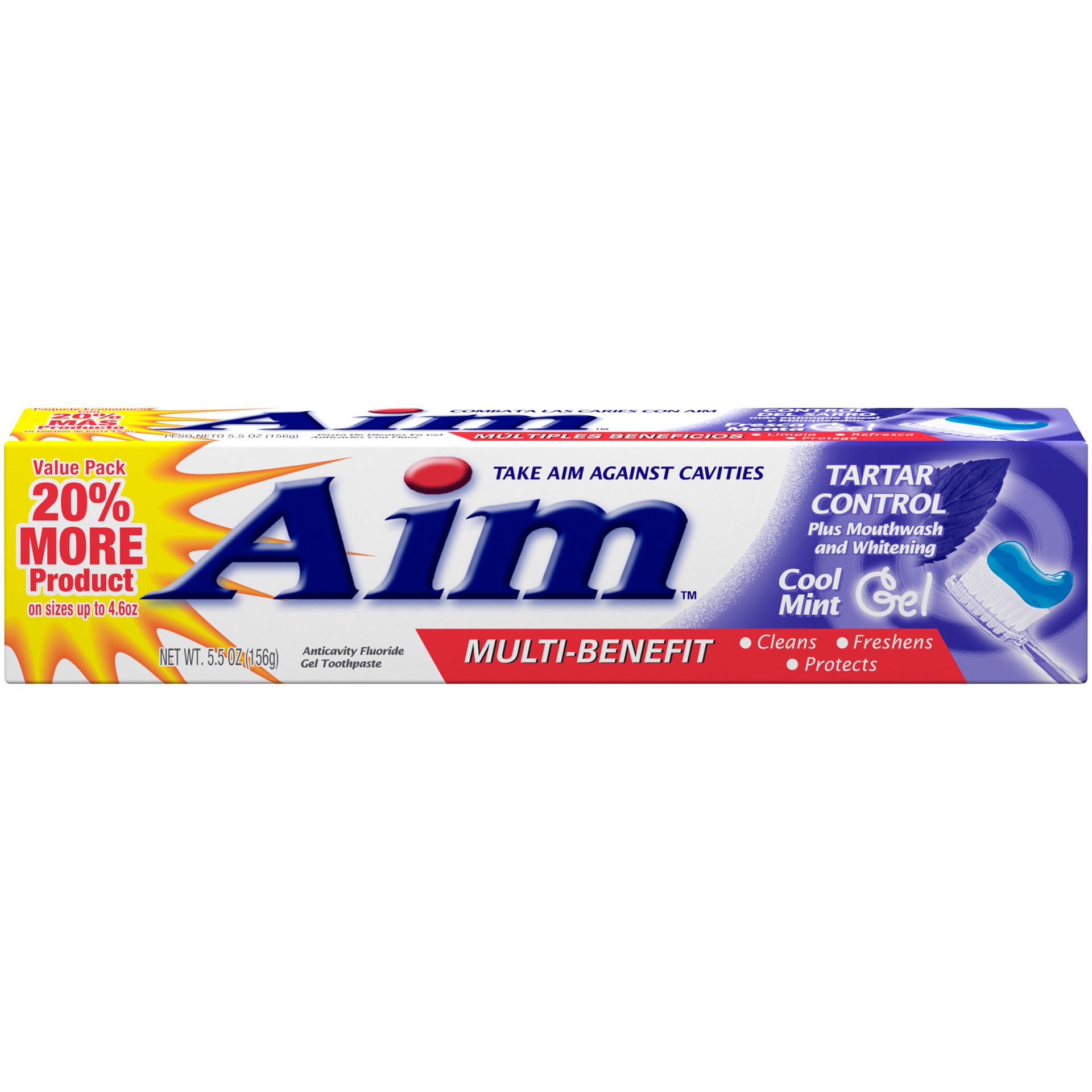 slide 1 of 9, Aim Tartar Control Plus Mouthwash & Whitening Anticavity Fluoride Toothpaste , 5.5 oz, 5.5 oz