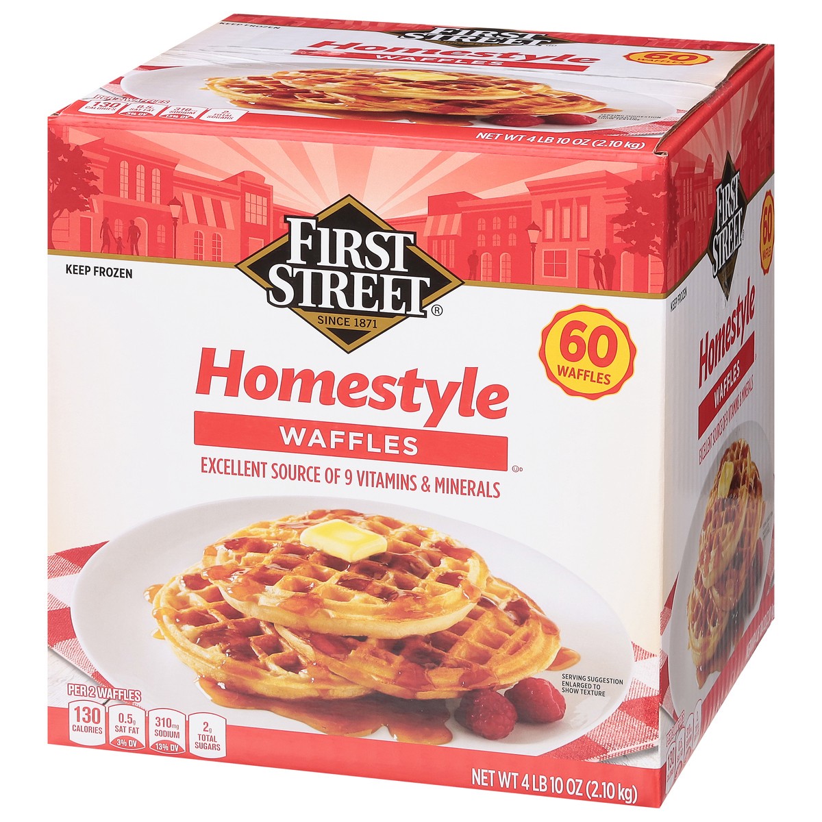 slide 2 of 4, First Street Homestyle Round Waffles, 60 ct