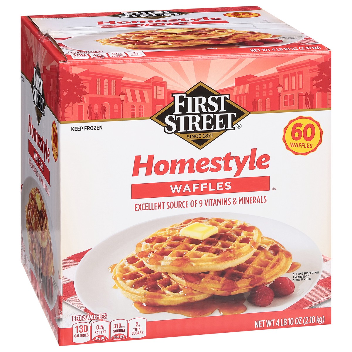 slide 3 of 4, First Street Homestyle Round Waffles, 60 ct