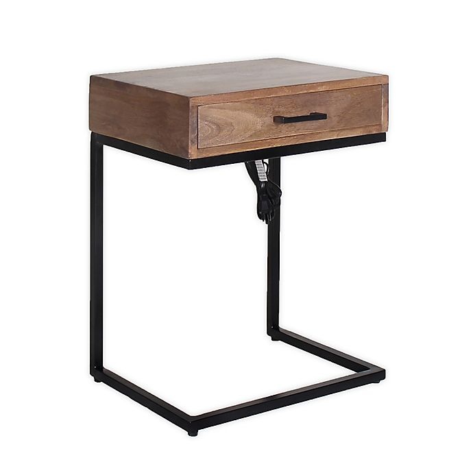 slide 1 of 11, Global Caravan Khilana 1-Drawer End Table with USB Ports - Black, 1 ct