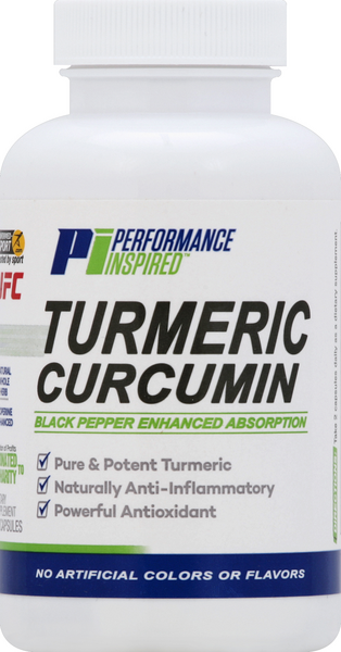 slide 1 of 1, Performance Inspired Nutrition Turmeric Curcumin, 60 ct