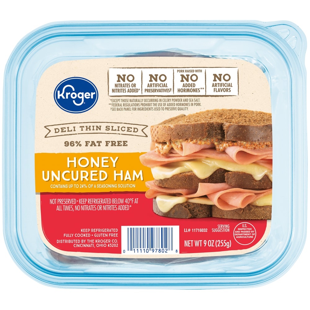 slide 1 of 1, Kroger Deli Thin Sliced Honey Ham, 9 oz
