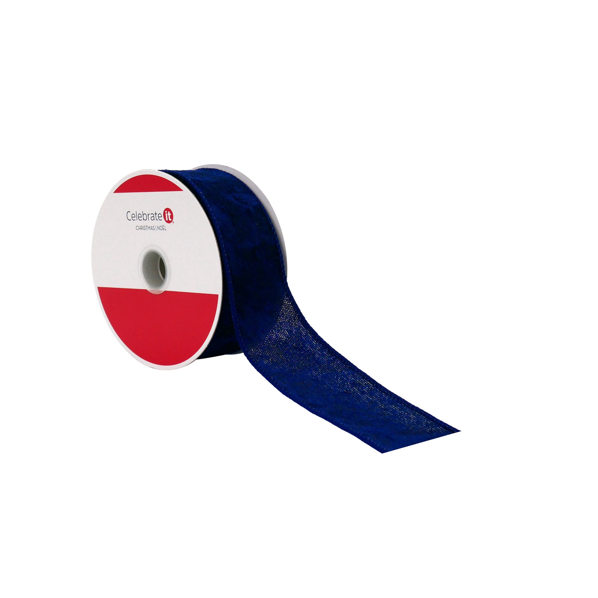slide 2 of 3, 1.5" X 25ft. Navy Velvet Wired Ribbon By Celebrate It, 1.5 in x 25 ft