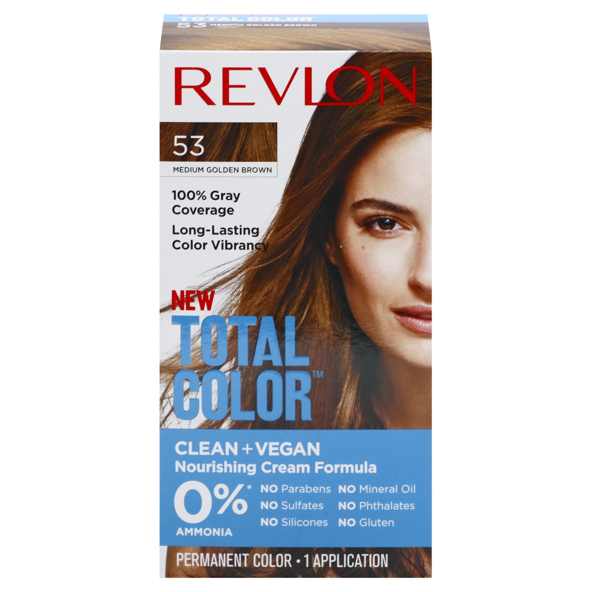 slide 1 of 1, Revlon Total Color Clean and Vegan Hair Color with 100% Gray Coverage - Medium Golden Brown, 5.94 fl oz