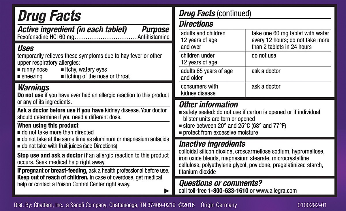 slide 8 of 10, Allegra Adult Non-Drowsy Antihistamine Tablets For 12-Hour Allergy Relief, 12 ct, 60 mg, 1 ct