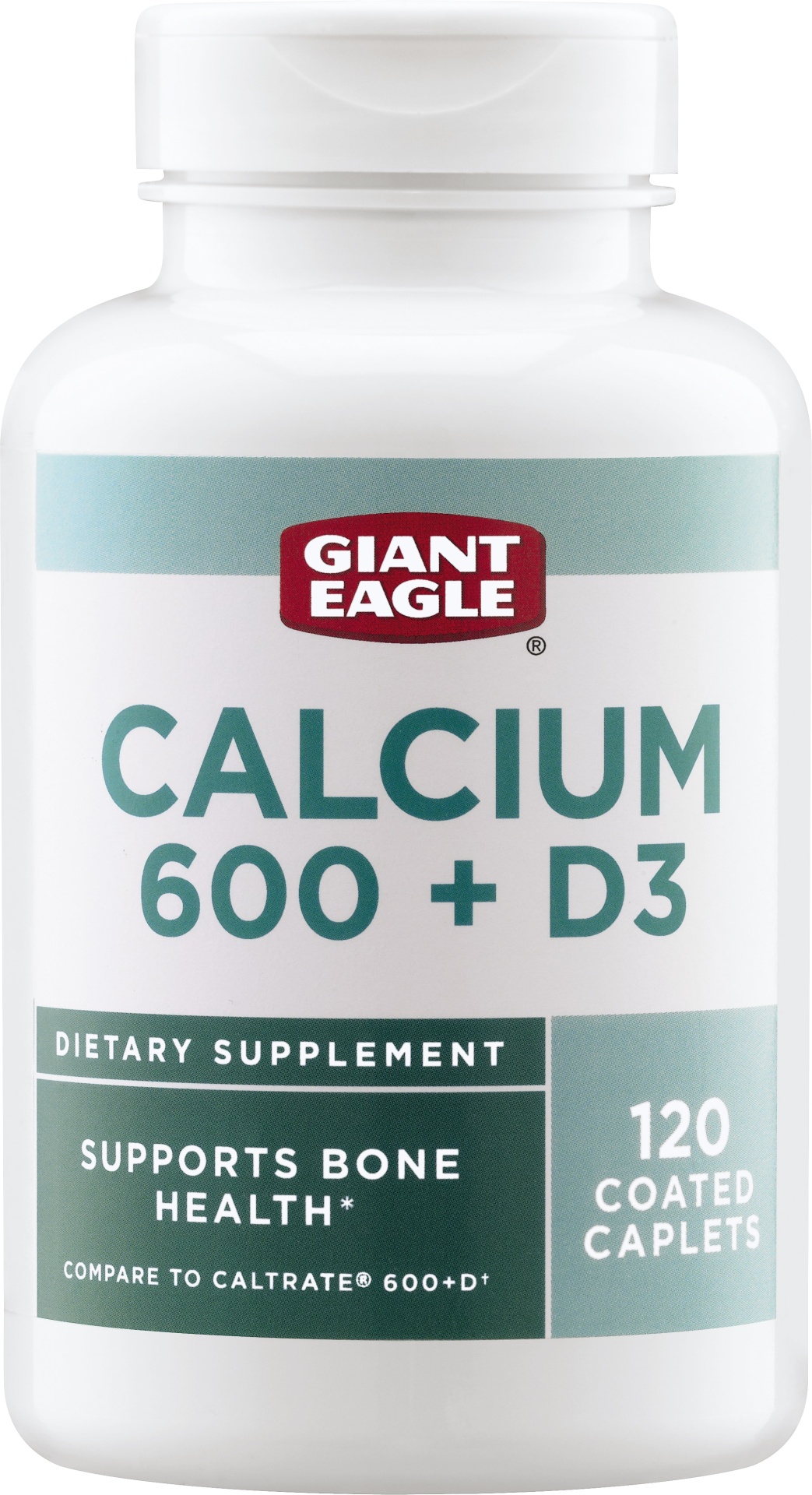 slide 1 of 1, Giant Eagle Calcium 600 + D3, 120 Coated Caplets, 120 ct