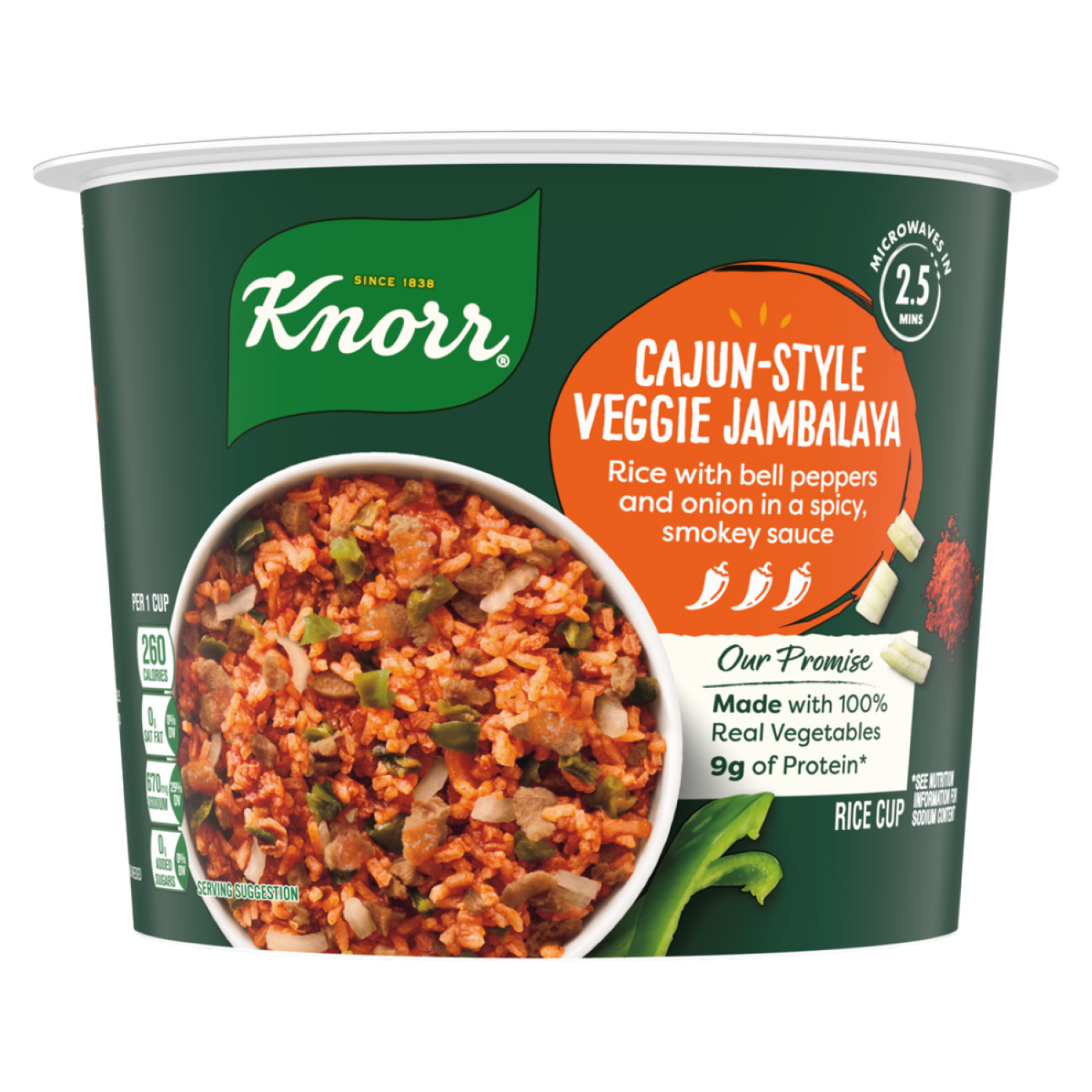 slide 2 of 7, Knorr Rice Cup Side Meal Cajun-Style Veggie Jambalaya 2.6 OZ, 2.6 oz