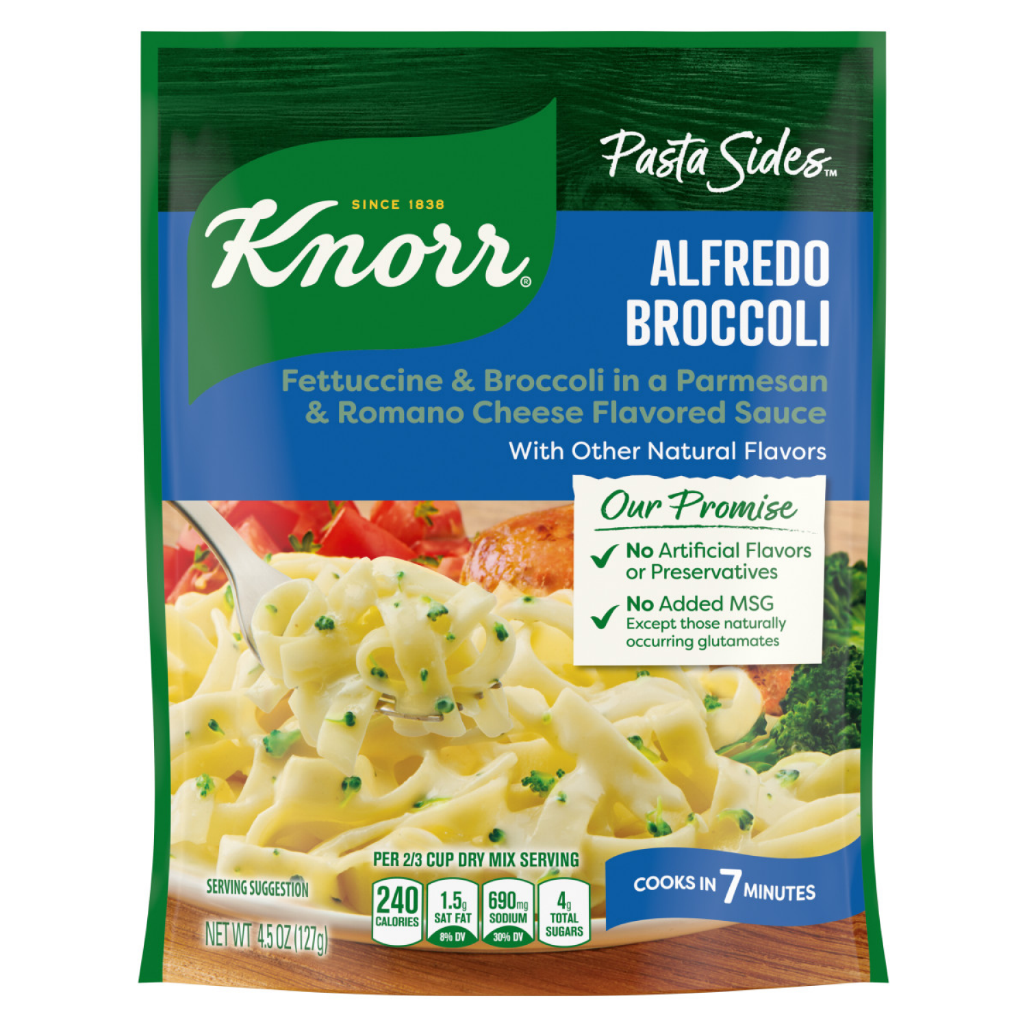 slide 4 of 5, Knorr Alfredo Broccoli Fettuccine Pasta Sides, 4.5 oz