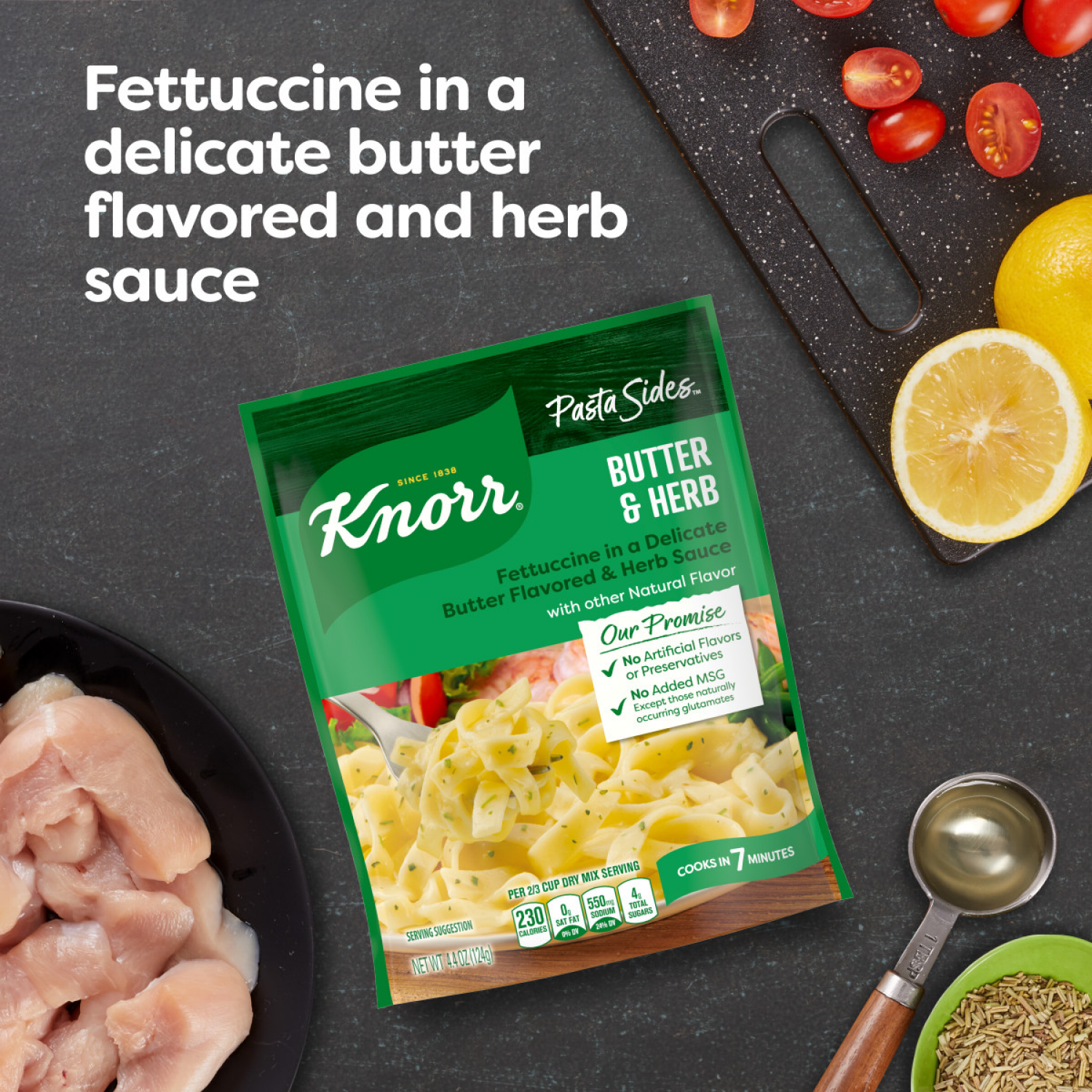 slide 3 of 4, Knorr 4.4 oz Pasta Sides Butter & Herb Fettuccine, 4.4 oz