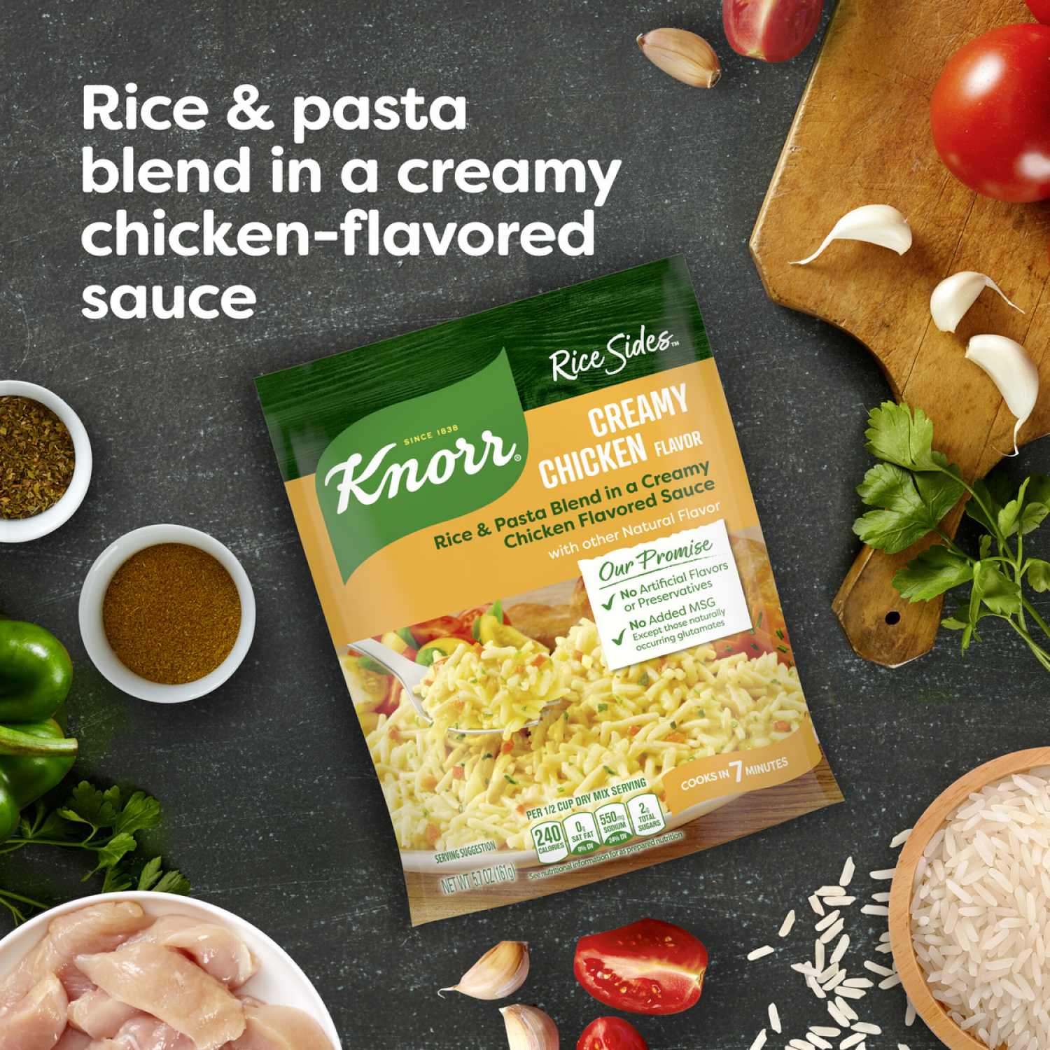 slide 5 of 5, Knorr Creamy Chicken Long Grain Rice and Vermicelli Pasta Blend Rice Sides, 5.7 oz