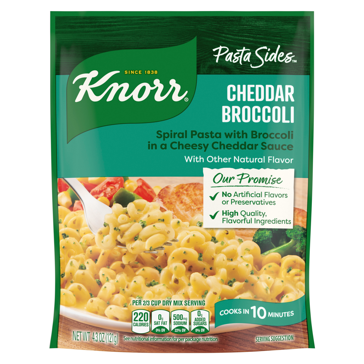 slide 6 of 8, Knorr 4.3 oz Pasta Sides Cheddar Broccoli Fusilli, 4.3 oz