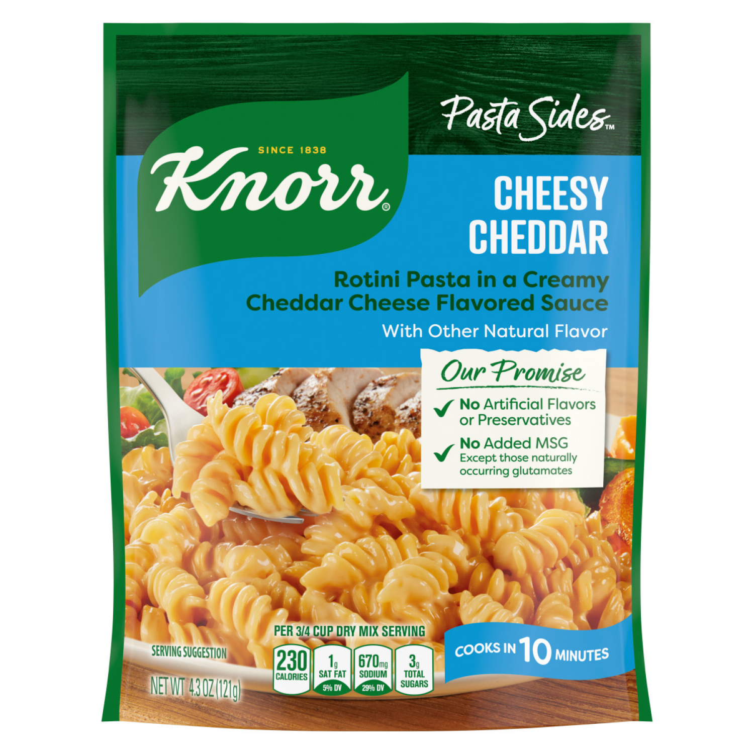 slide 4 of 5, Knorr 4.3 oz Pasta Sides Cheesy Cheddar Rotini, 4.3 oz
