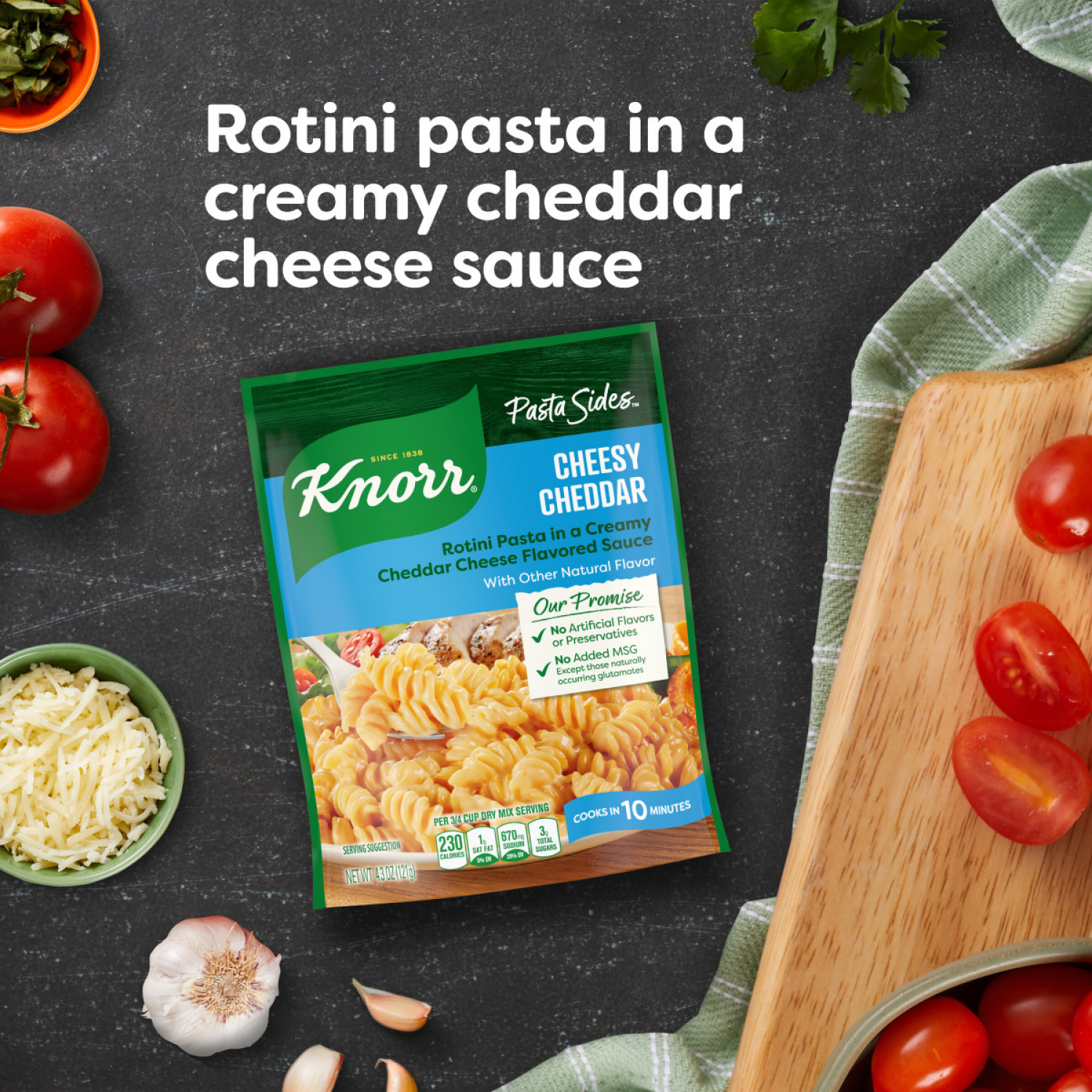 slide 5 of 5, Knorr 4.3 oz Pasta Sides Cheesy Cheddar Rotini, 4.3 oz