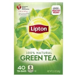 Lipton Tea Bags Green Tea, 2.12 oz, 40 Count