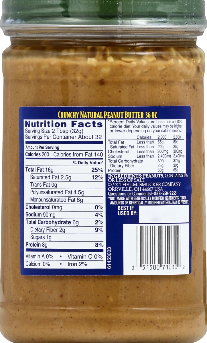slide 6 of 7, Adams 100% Natural Peanut Butter Crunchy, 36 oz