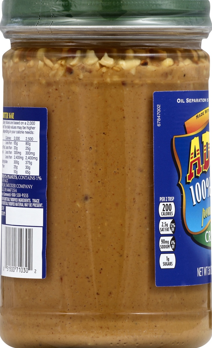 slide 3 of 7, Adams 100% Natural Peanut Butter Crunchy, 36 oz