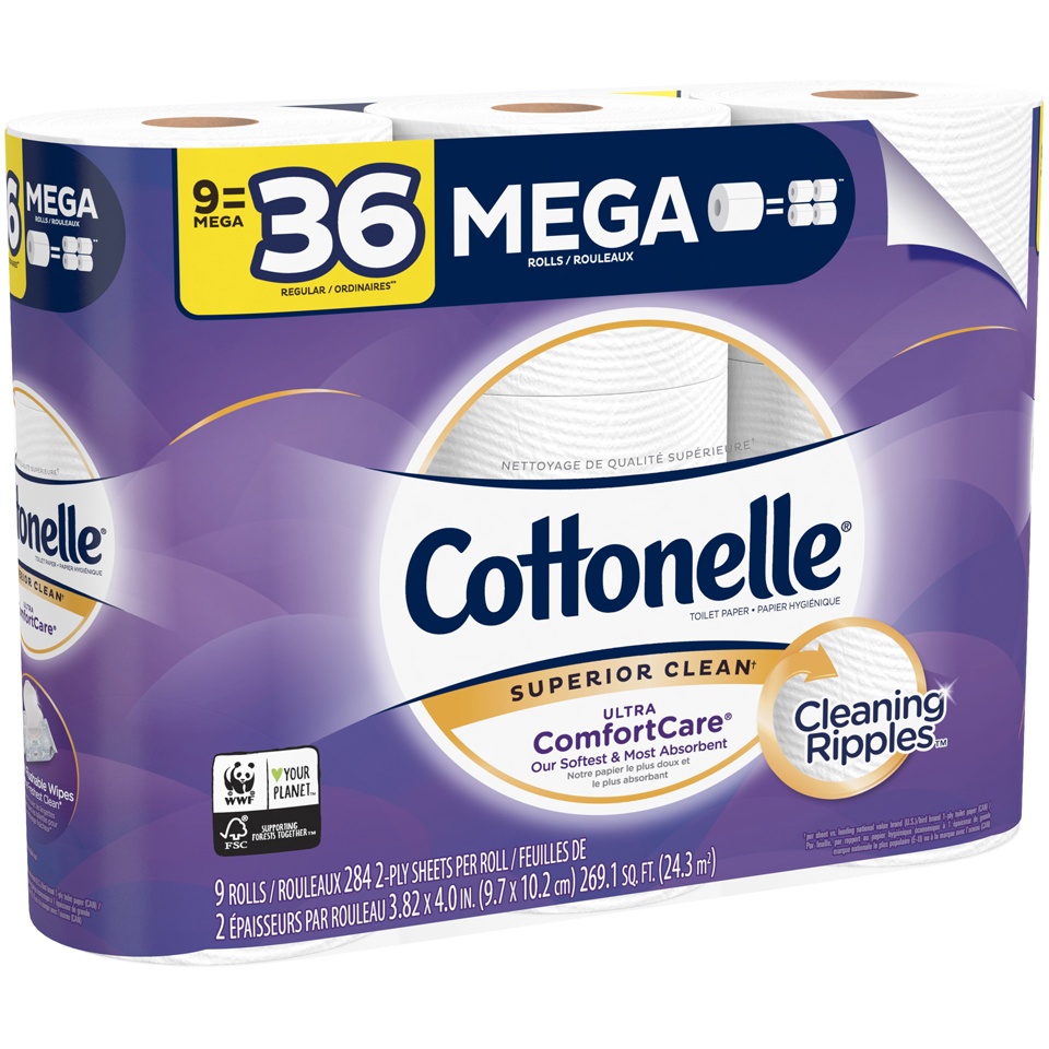 slide 2 of 3, Cottonelle Ultra 9 Mega Roll Bath Tissue, 9 ct