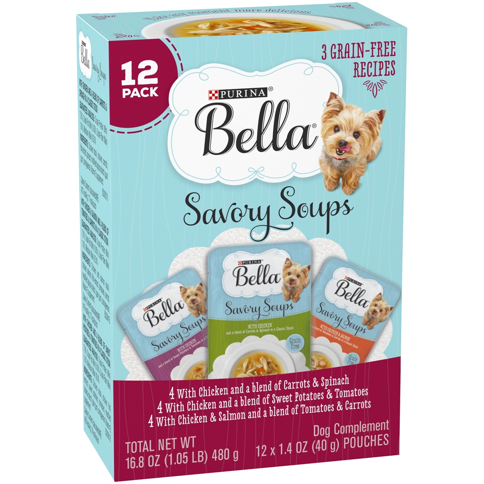 slide 5 of 9, Purina Bella Savory Soups Classic Recipes Dog Complement Variety Pack, 12 ct