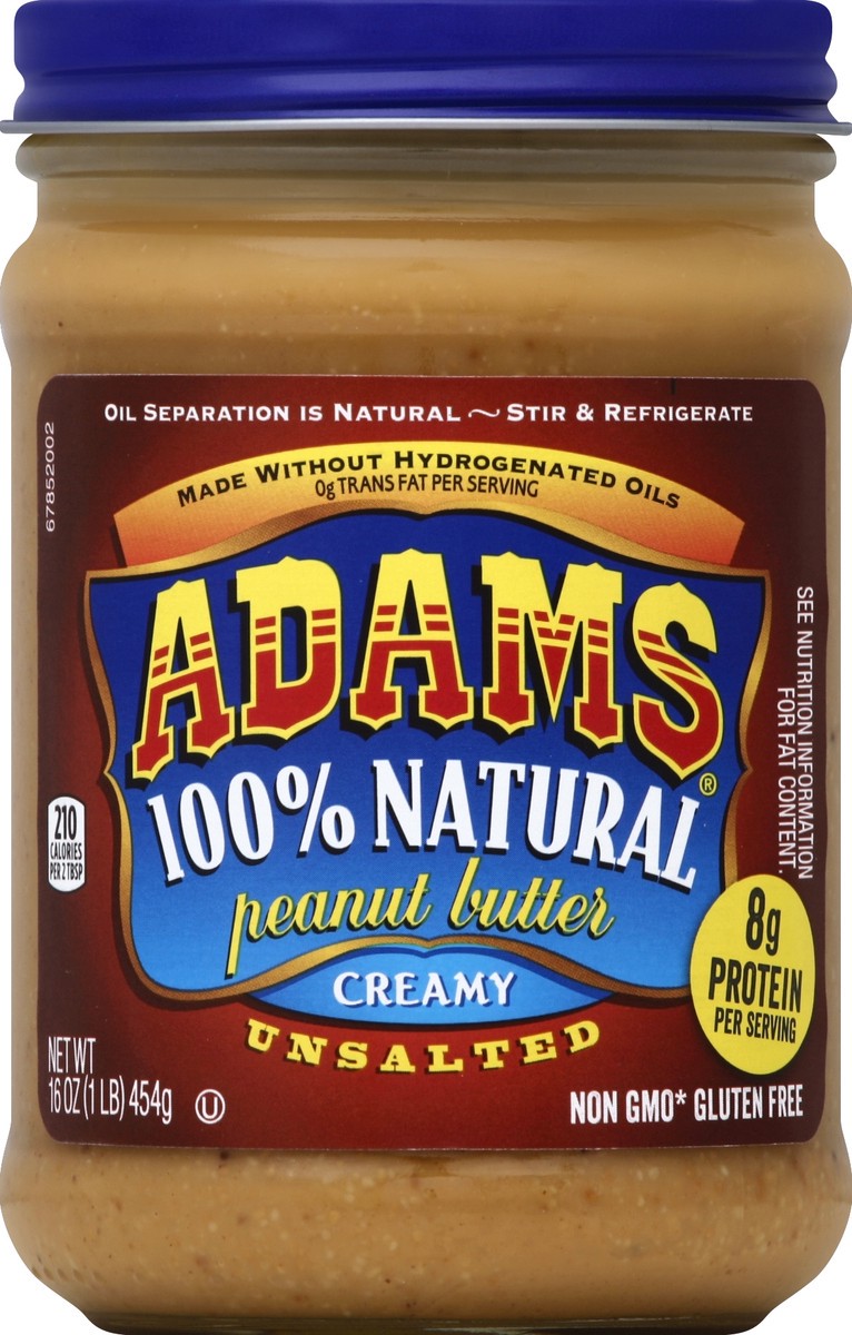 slide 4 of 7, Adams Adam's Natural Unsalted Creamy Peanut Butter, 16-Ounce, 16 oz