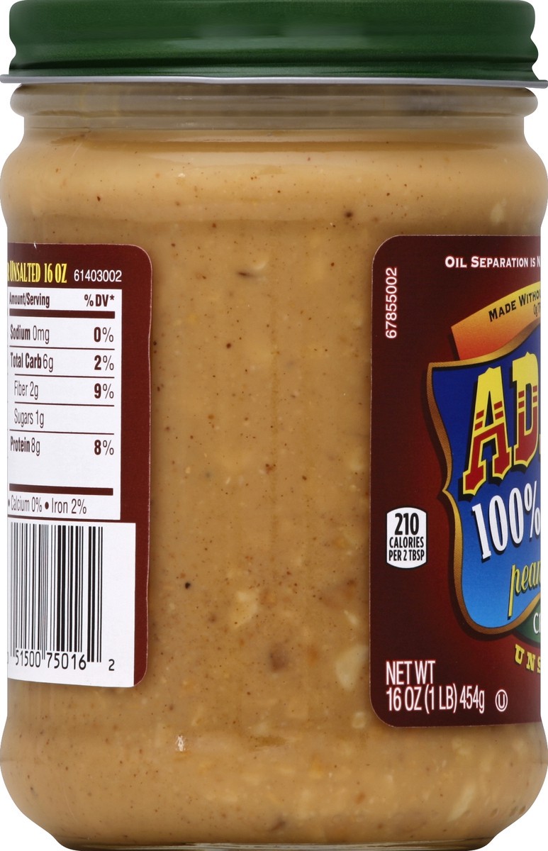 slide 5 of 7, Adams 100% Natural Unsalted Crunchy Peanut Butter, 