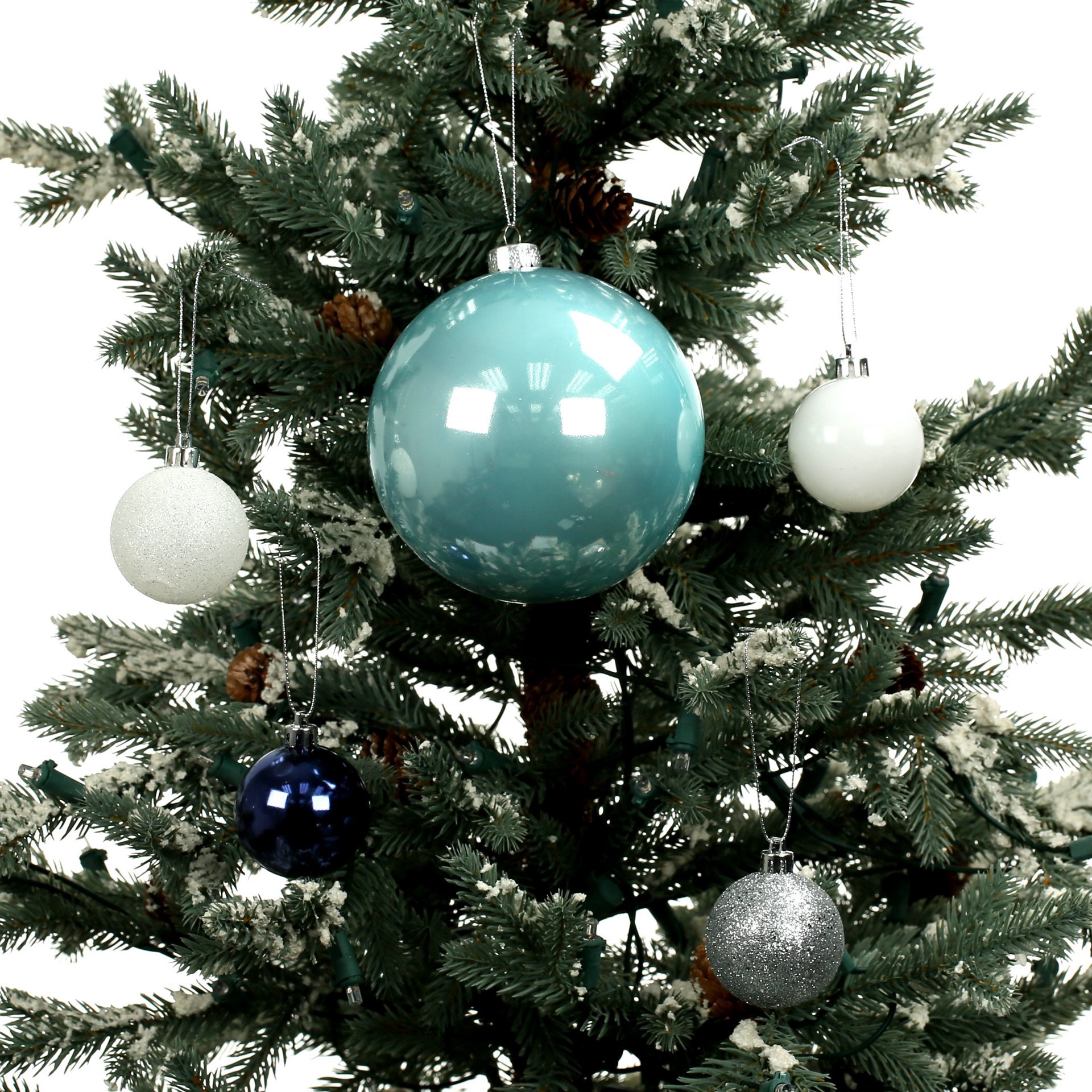 slide 3 of 3, 44 Pack 44mm & 120mm Blue & Silver Shatterproof Ball Ornaments By Ashland, 120 mm