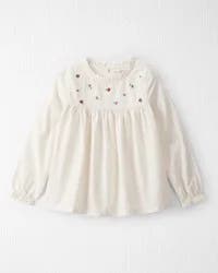 Littleplanet Girls Organic Cotton Floral Print Long-Sleeve Top Whitecap Cream 6