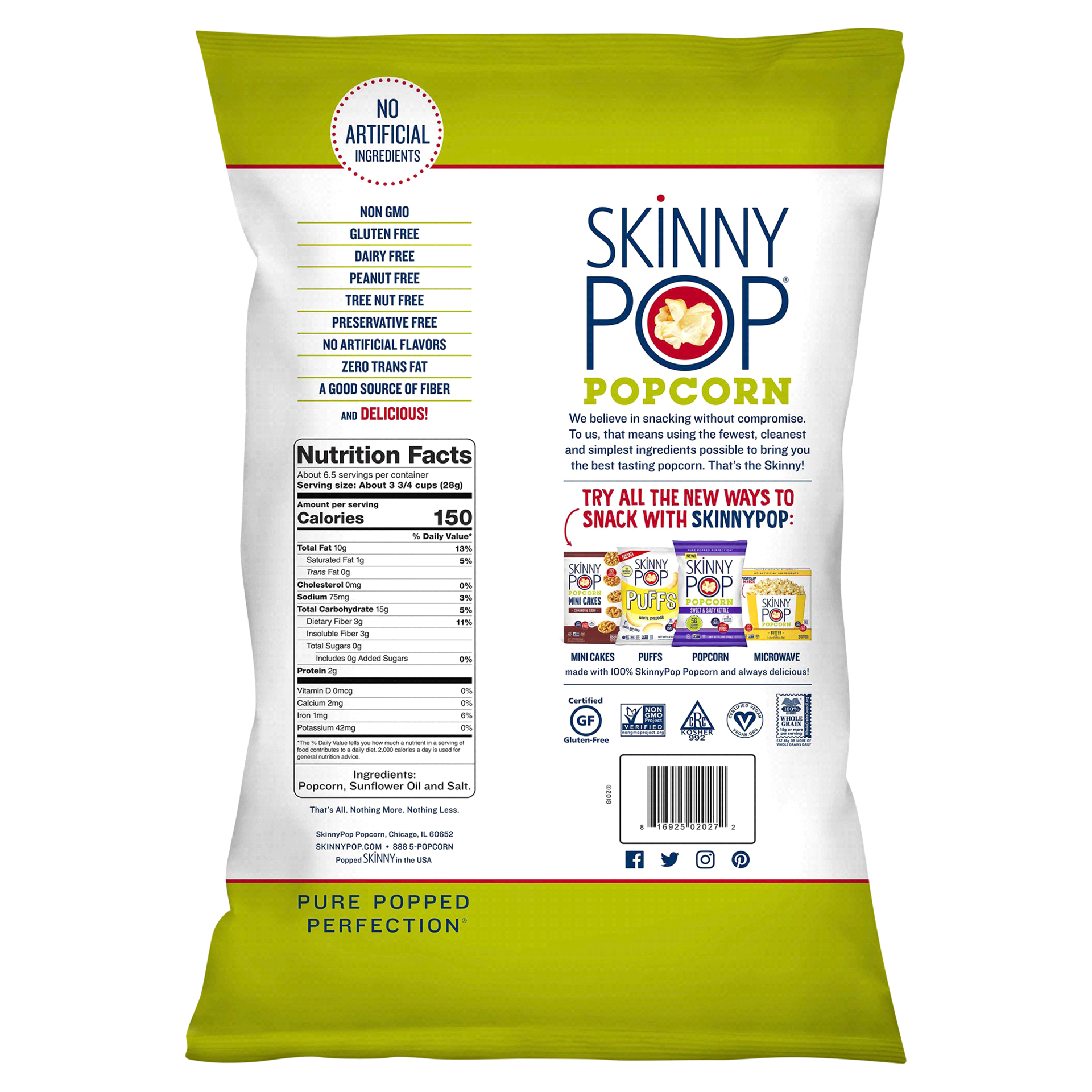 slide 7 of 13, SkinnyPop Original Popped Popcorn, 6.7oz Sharing Size Popcorn Bag, movie night, family time, tailgate, 6.7 oz