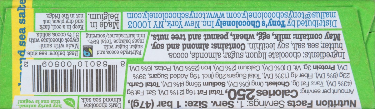 slide 9 of 15, Tony's Chocolonely Almond Salt Dark Chocolate Mini Bar, 1.7 oz
