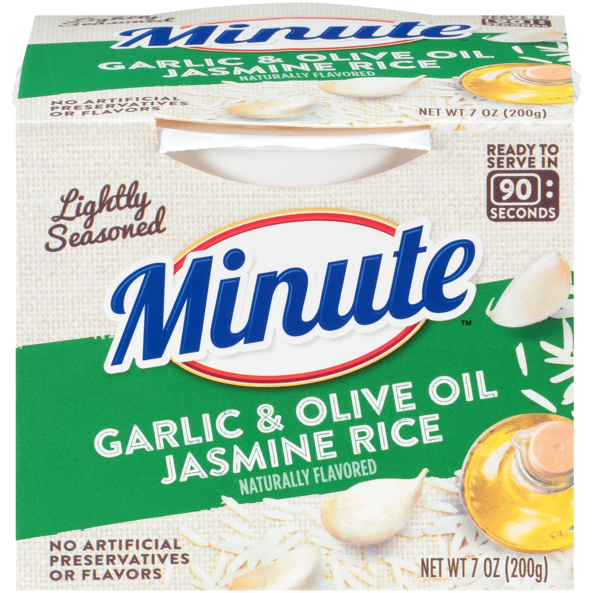 slide 1 of 9, Minute Lightly Seasoned Garlic & Olive Oil Jasmine Rice 7 oz. Cup, 7 oz