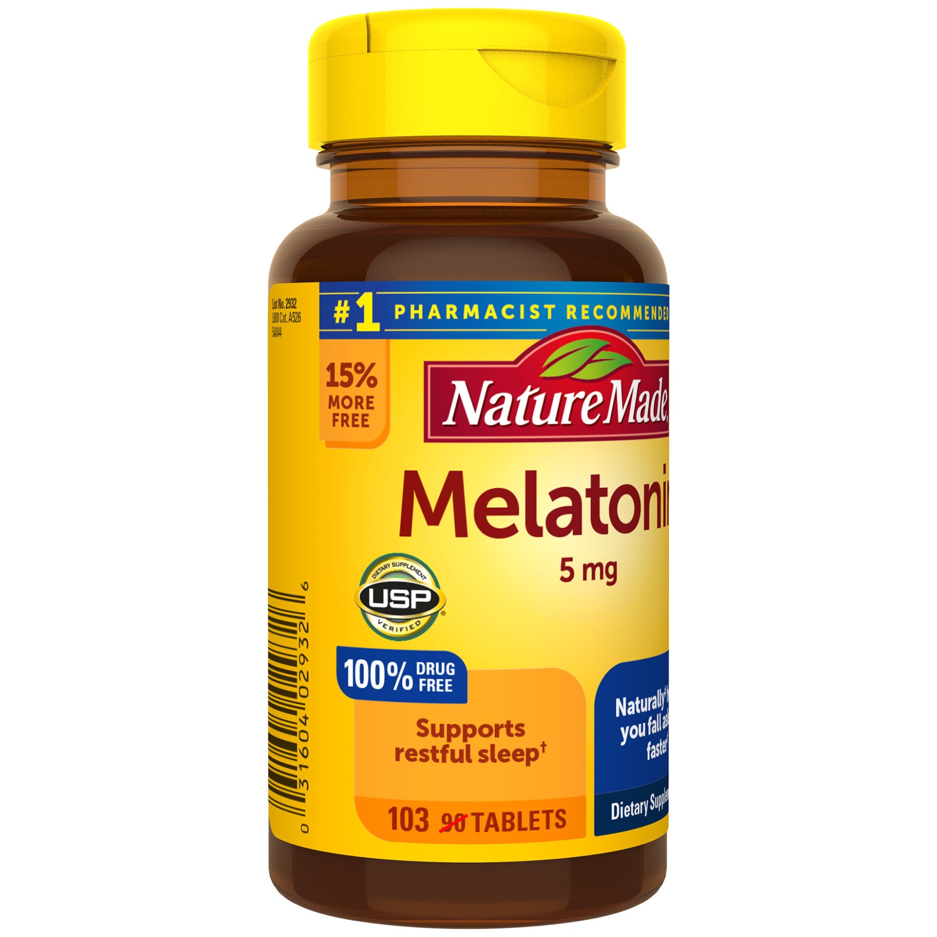 slide 3 of 4, Nature Made 5 mg Tablets Melatonin 103 ea, 103 ct