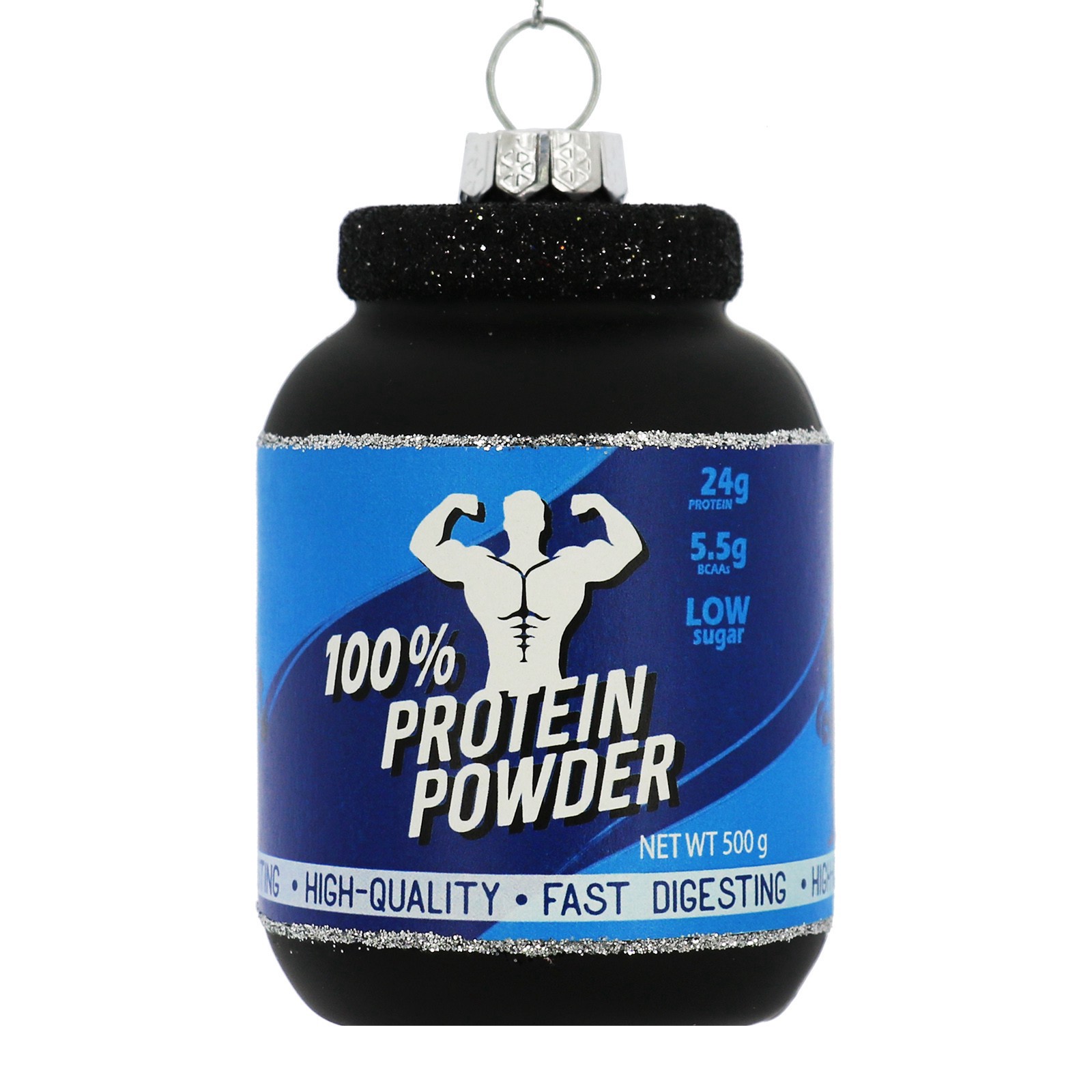 slide 2 of 4, 3.75" Glass Protein Powder Ornament By Ashland, 1.97 in x 1.97 in x 3.75 in
