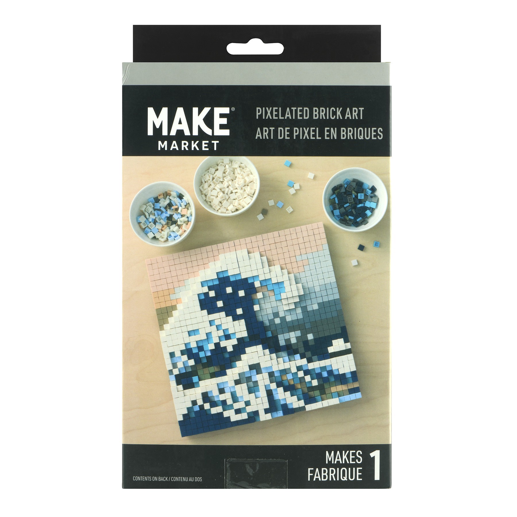 slide 3 of 6, 10" X 10" The Great Wave Pixelated Brick Art Kit By Make Market, 10 in x 10 in