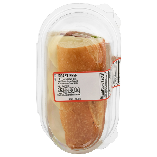 slide 1 of 1, Deli Roast Beef Sandwich (Half), 7.1 oz