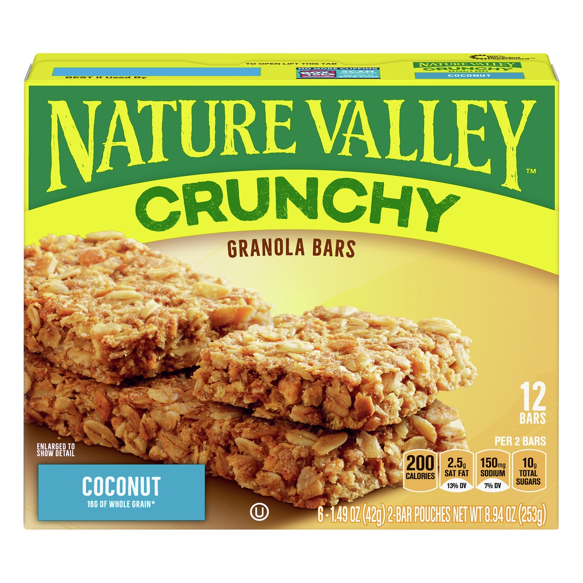 slide 1 of 1, Nature Valley Coconut Crunchy Granola Bars, 6 ct; 1.49 oz