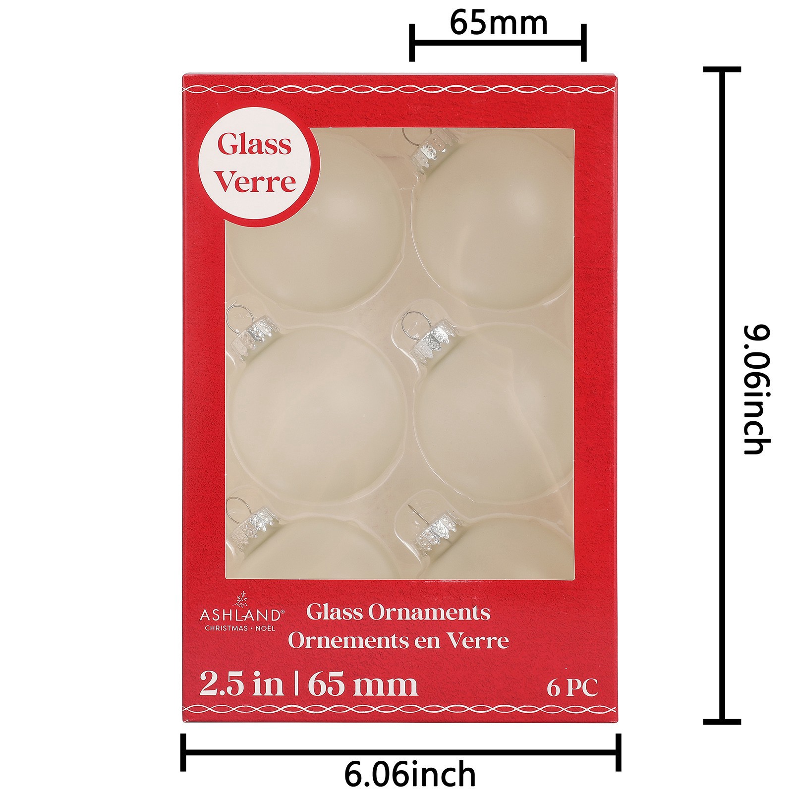 slide 3 of 3, 6 Pack 2.5" Frosted Glass Ball Ornaments By Ashland, 6 ct