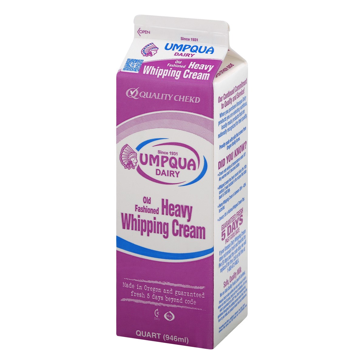 slide 8 of 10, Umpqua Dairy Old Fashioned Heavy Whipping Cream 1 qt, 