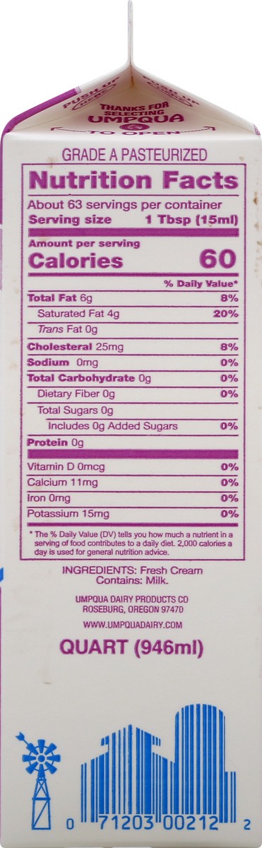 slide 9 of 10, Umpqua Dairy Old Fashioned Heavy Whipping Cream 1 qt, 