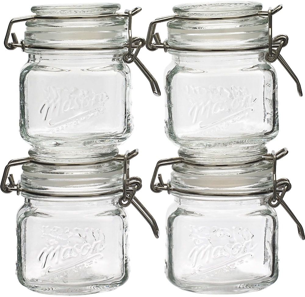 slide 1 of 1, Mason Craft & More Glass Preserving Jars - 7 Ounce - Clear/Silver, 4 ct