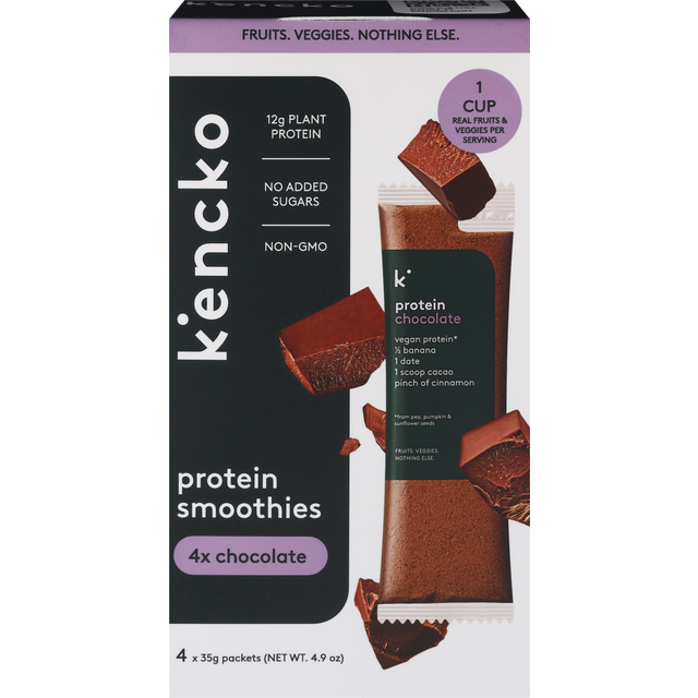 slide 1 of 4, Kencko Chocolate Instant Fruit & Veggie Protein Drink Mix, 4.9 Oz, 4 ct