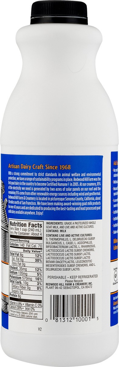 slide 8 of 10, Redwood Hill Farm Plain Goat Milk Kefir, 32 fl oz