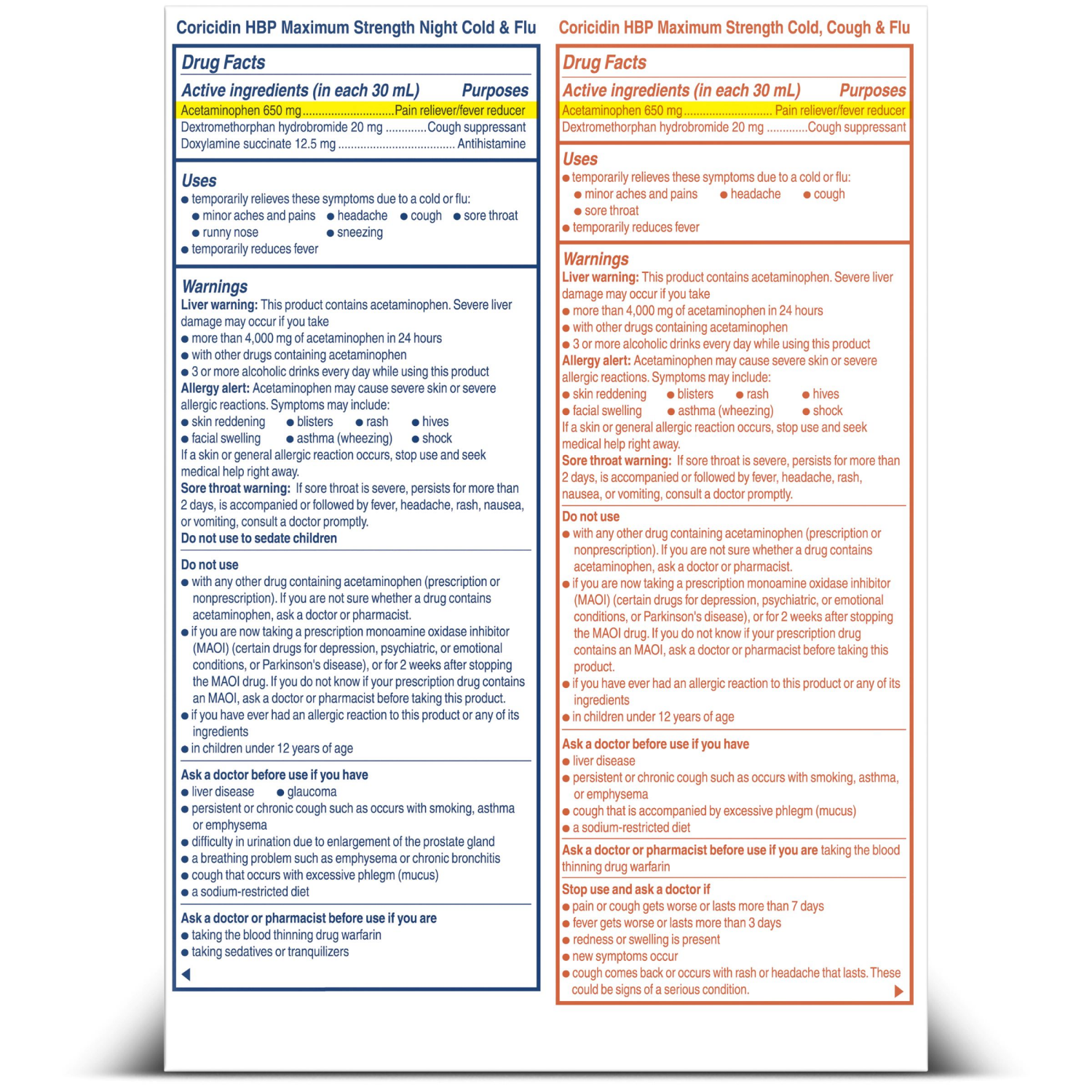 slide 2 of 6, Coricidin Hbp Liquid Day/night 24oz, 12 oz