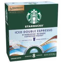 Starbucks Iced Double Espresso Blonde Espresso Roast Vertuo Aluminum Capsules, 8 ct