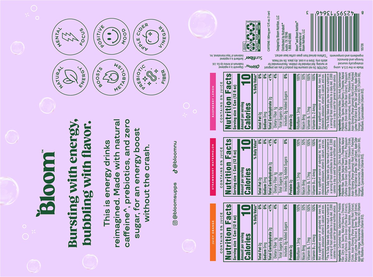slide 4 of 11, Bloom Sparkling Energy 12pk Variety, 12 oz