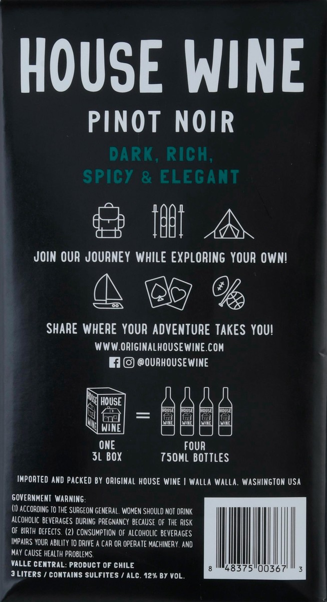 slide 7 of 9, House Wine House Pinot Noir Wine Boxed, 3 liter