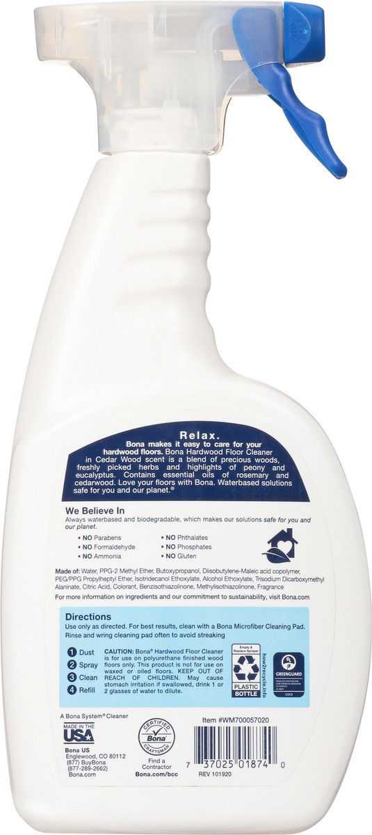 slide 5 of 9, Bona Hardwood Cedar Wood Floor Cleaner 22 fl oz, 22 fl oz