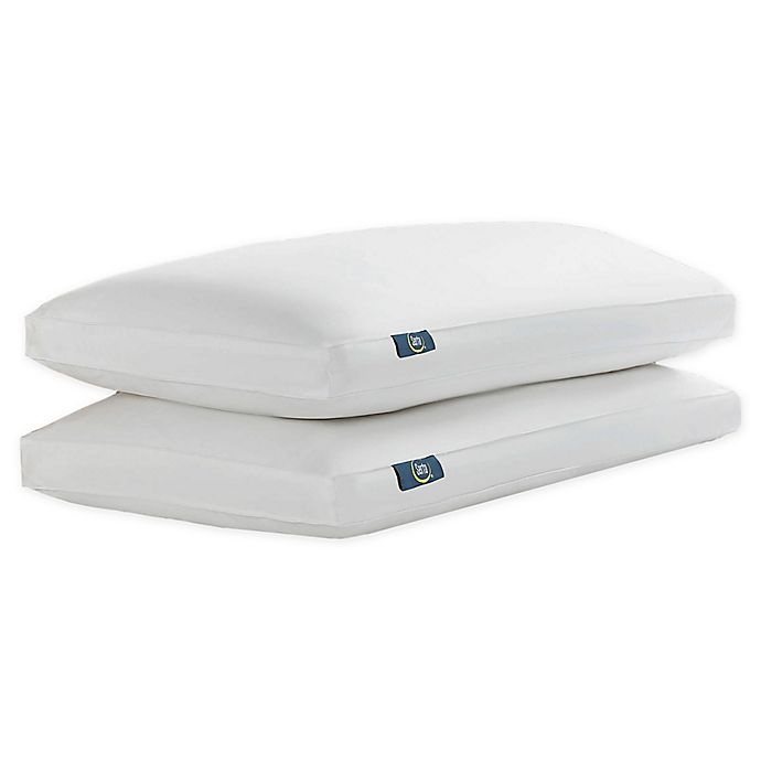 slide 1 of 4, Serta White Goose Feather and Down Fiber Standard/Queen Side Sleeper Pillows, 2 ct