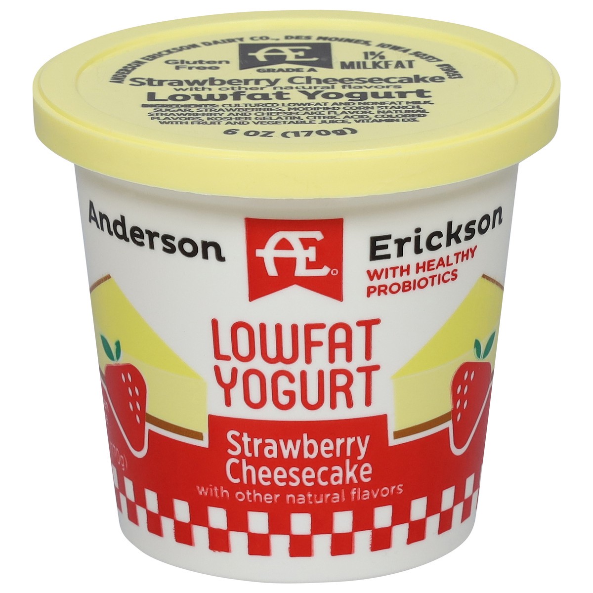 slide 1 of 11, Anderson Erickson Dairy Lowfat Strawberry Cheesecake Yogurt 6 oz, 6 oz