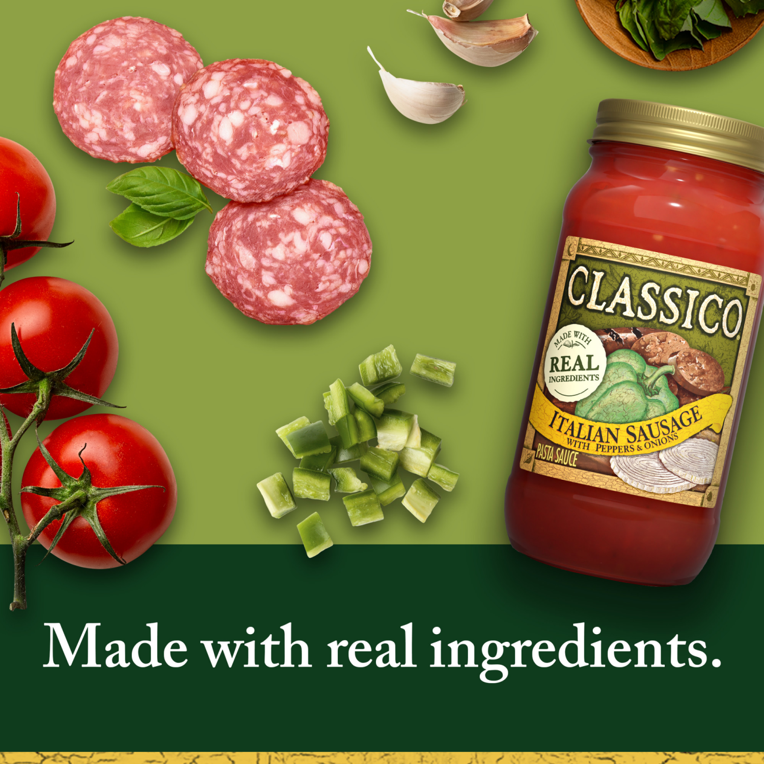 slide 6 of 8, Classico Italian Sausage with Peppers & Onions Pasta Sauce, 24 oz Jar, 24 oz
