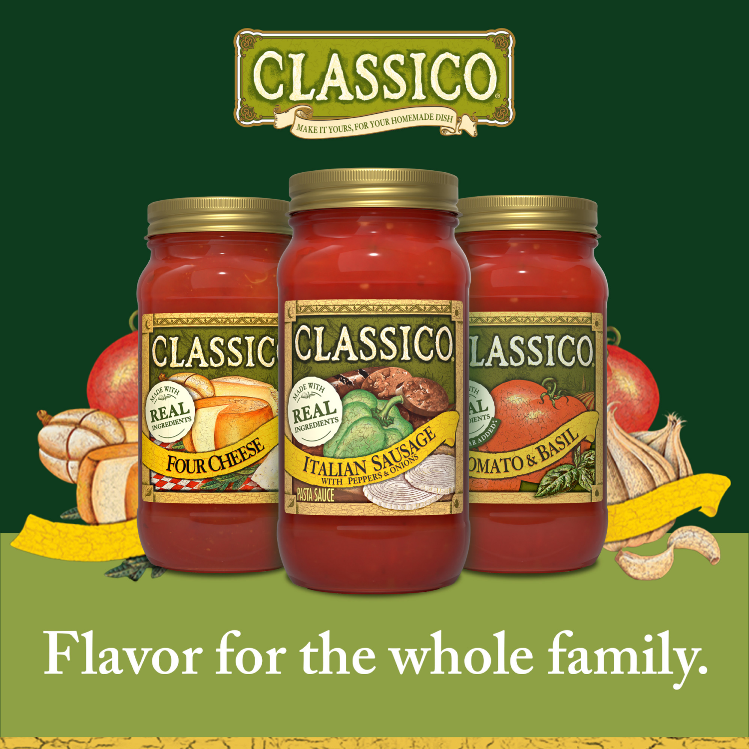 slide 8 of 8, Classico Italian Sausage with Peppers & Onions Pasta Sauce, 24 oz Jar, 24 oz