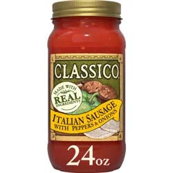 Classico Italian Sausage with Peppers & Onions Pasta Sauce, 24 oz Jar